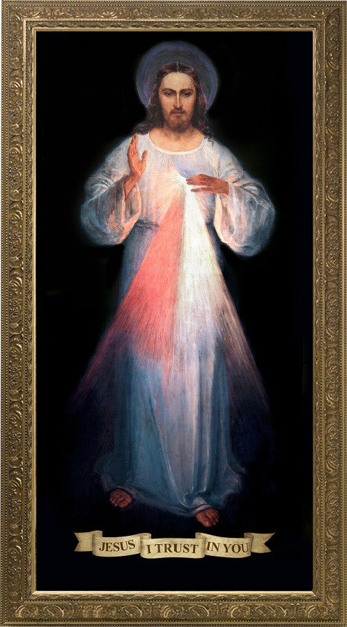 Divine Mercy Vilnius Original - Church-Sized Gold Framed Art