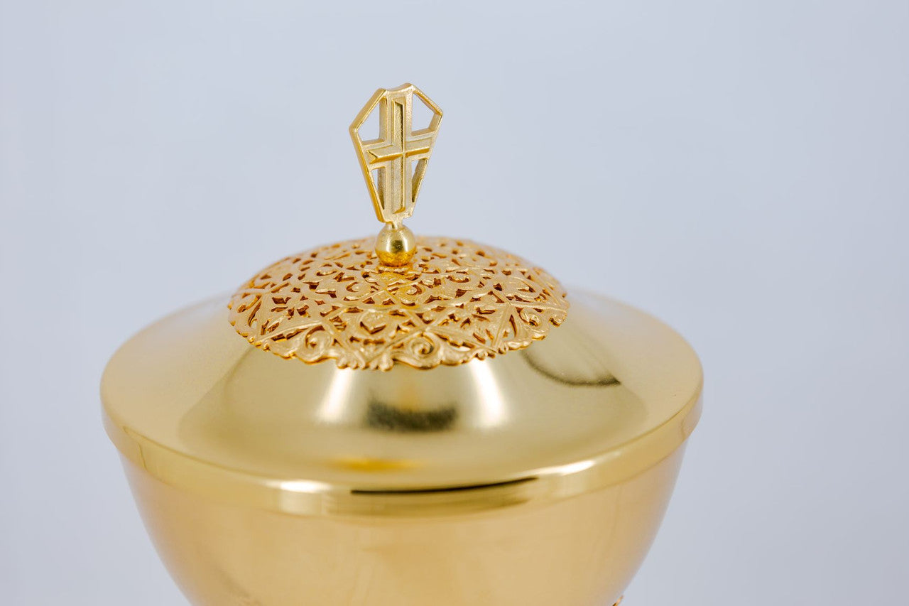 #605 Traditional Covered Ciborium | Holds 200 Hosts | Multiple Finishes Available | Handmade in Italy