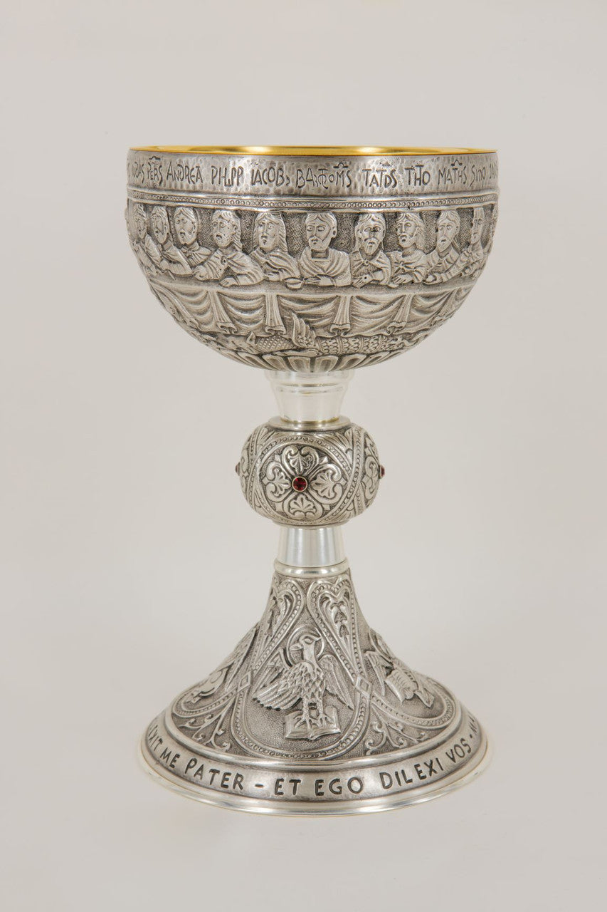 #622 Last Supper, Crucifixion, Evangelists Chalice | 8 3/4", 9oz. | Multiple Finishes Available | Handmade in Italy