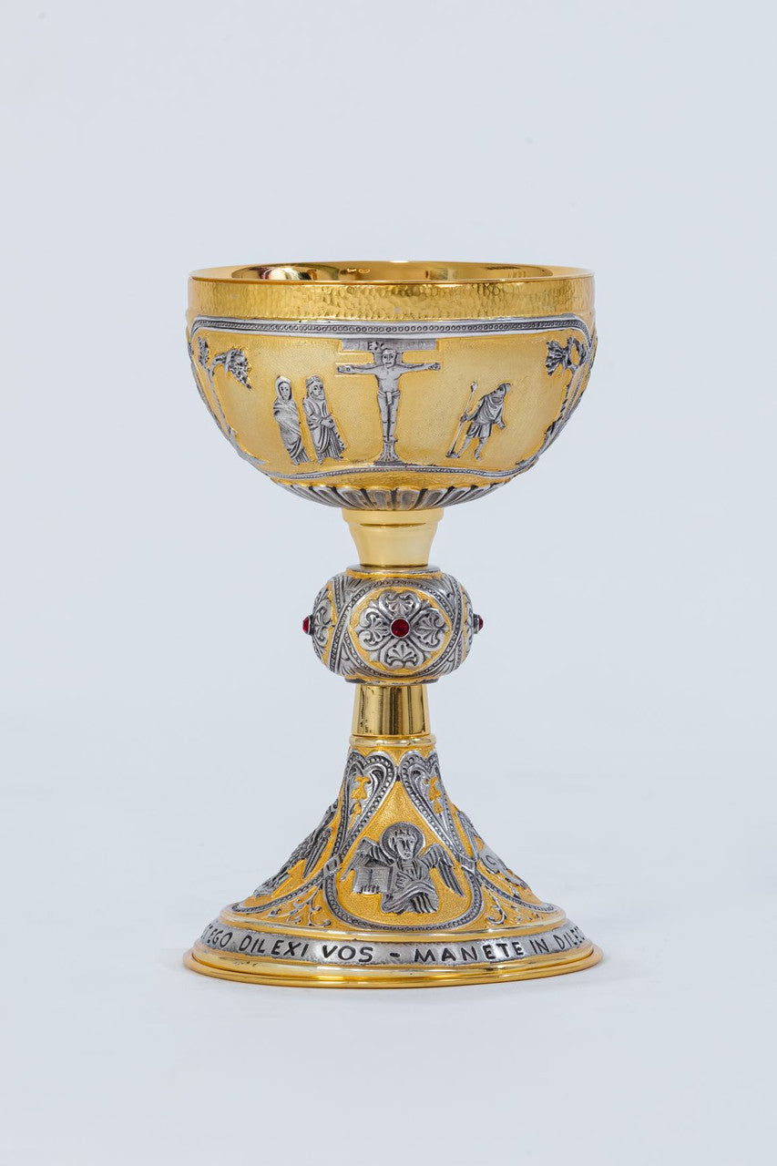 #622 Last Supper, Crucifixion, Evangelists Chalice | 8 3/4", 9oz. | Multiple Finishes Available | Handmade in Italy