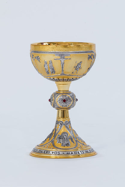 #622 Last Supper, Crucifixion, Evangelists Chalice | 8 3/4", 9oz. | Multiple Finishes Available | Handmade in Italy