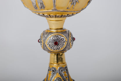 #622 Last Supper, Crucifixion, Evangelists Chalice | 8 3/4", 9oz. | Multiple Finishes Available | Handmade in Italy