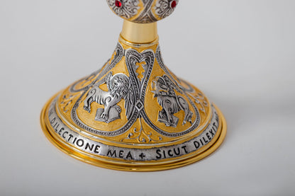 #622 Last Supper, Crucifixion, Evangelists Chalice | 8 3/4", 9oz. | Multiple Finishes Available | Handmade in Italy