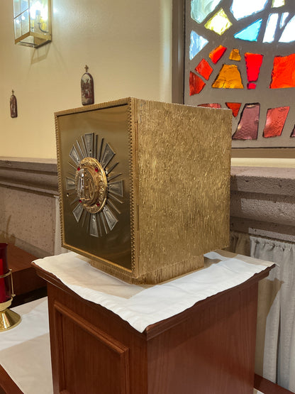 K659 Ruby Stone Altar Exposition Tabernacle | 24K Gold Plated