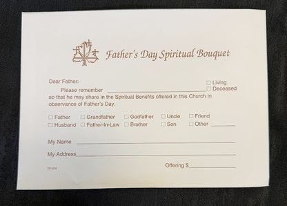 Father's Day Mass Card & Spiritual Bouquet Offering Envelope Kit | 100 Cards & 100 Envelopes