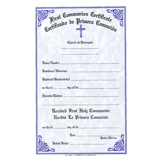 Bilingual First Communion Certificates | Pad of 50