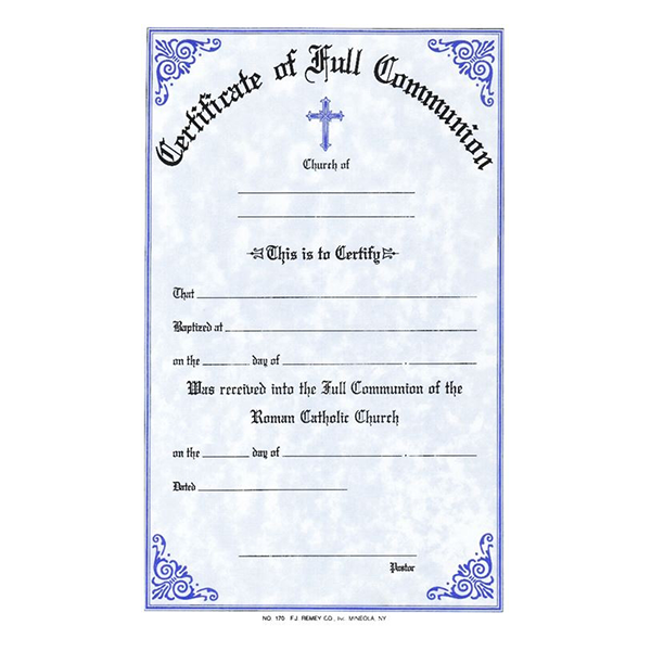 Full Communion Certificates | Pad of 50