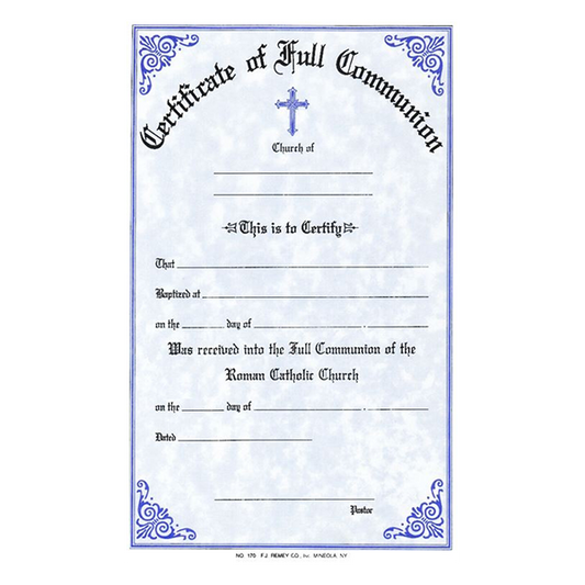 Full Communion Certificates | Pad of 50