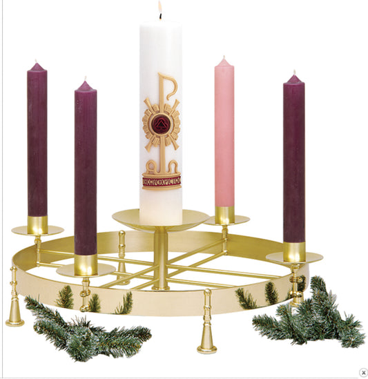 K604 Brass Table Top Advent Wreath | Two-Tone Brass