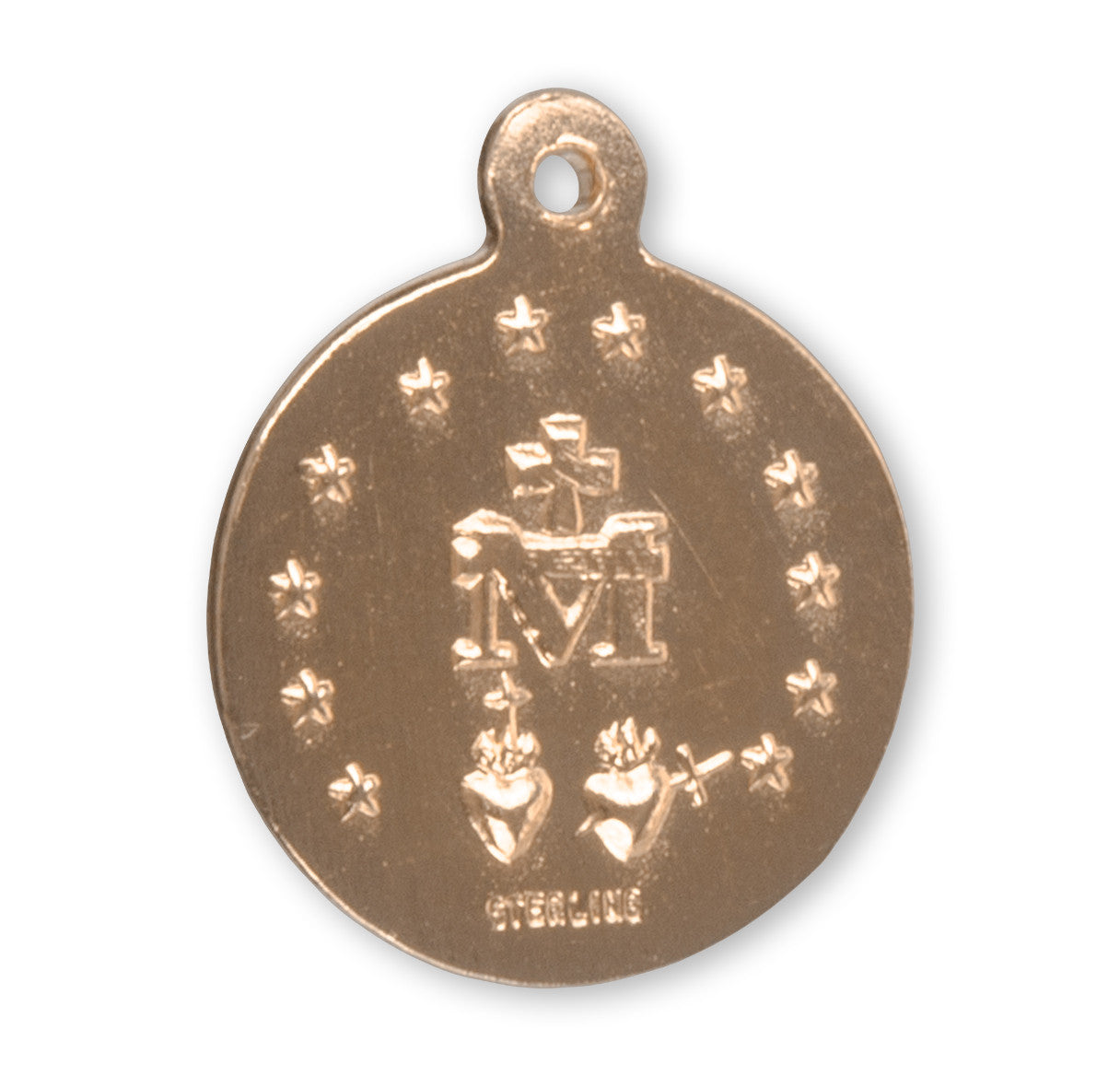 16kt Gold Over Sterling Silver Round Miraculous Medal | 18" Gold Plated Chain