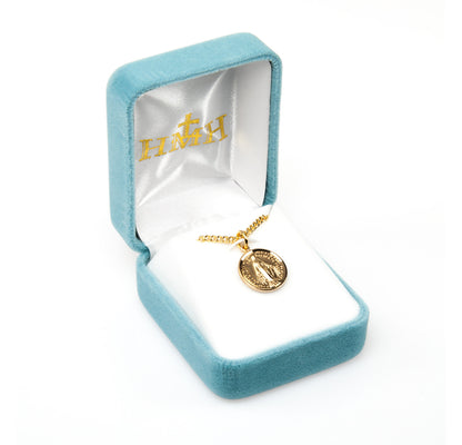 16kt Gold Over Sterling Silver Round Miraculous Medal | 18" Gold Plated Chain