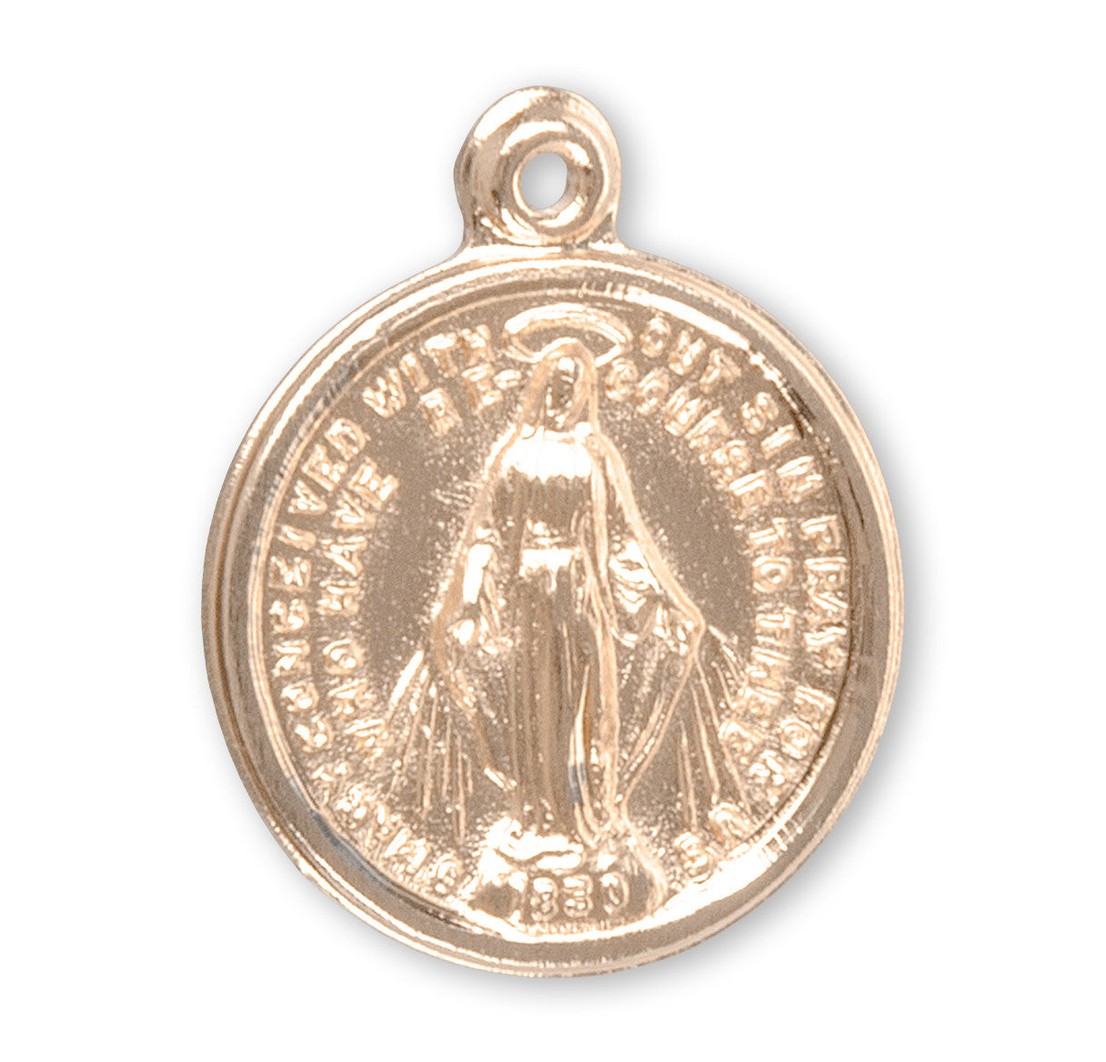 16kt Gold Over Sterling Silver Round Miraculous Medal | 18" Gold Plated Chain