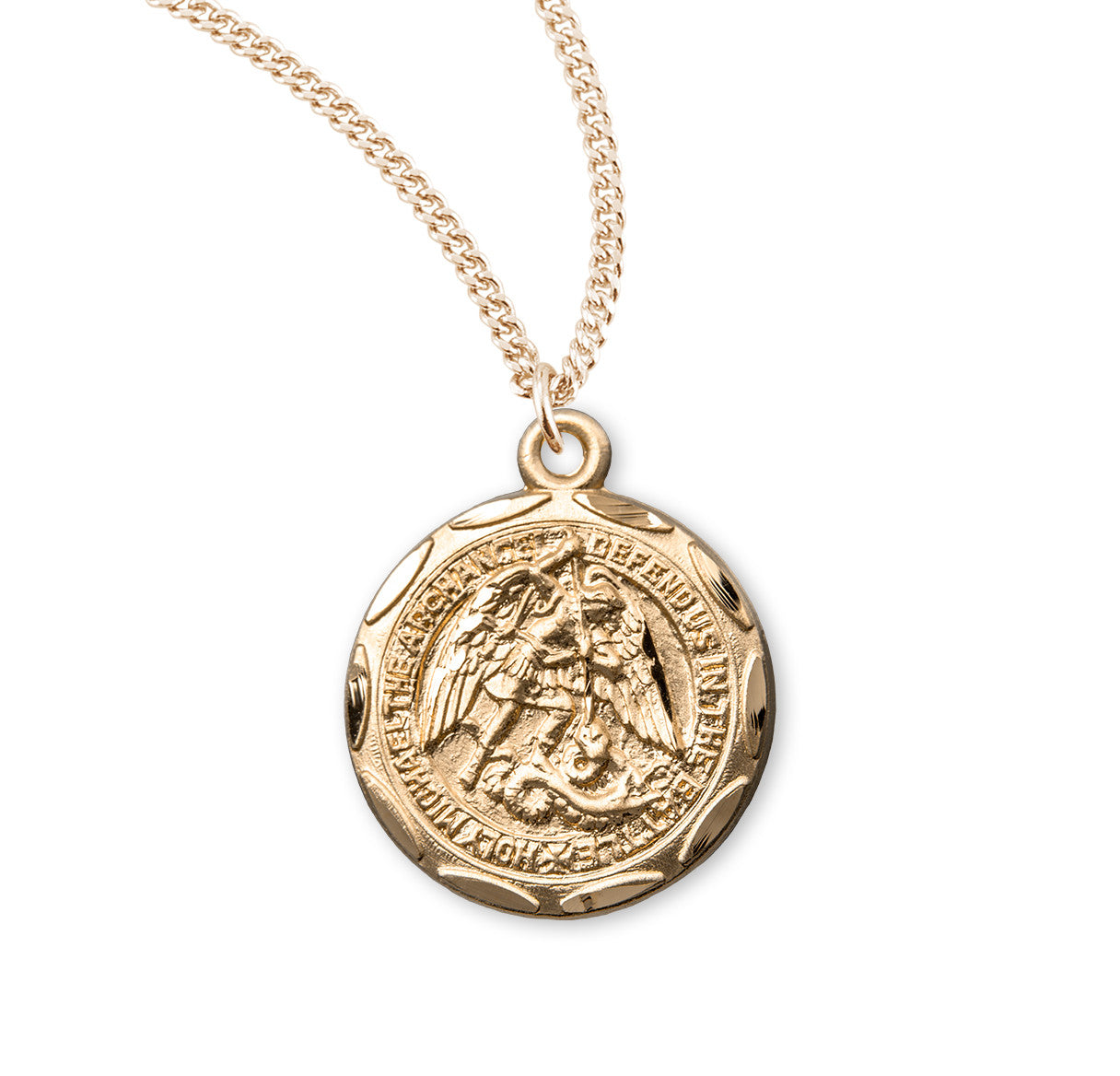 Saint Michael Round 16k Gold Over Sterling Silver Medal