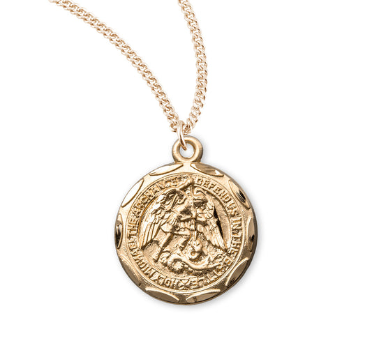 Saint Michael Round 16k Gold Over Sterling Silver Medal