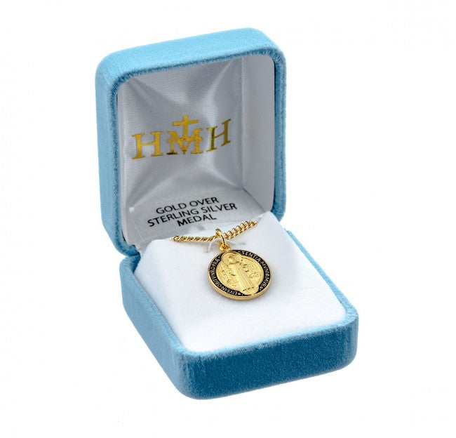 16kt Gold Over Sterling Round St. Benedict Jubilee Medal
