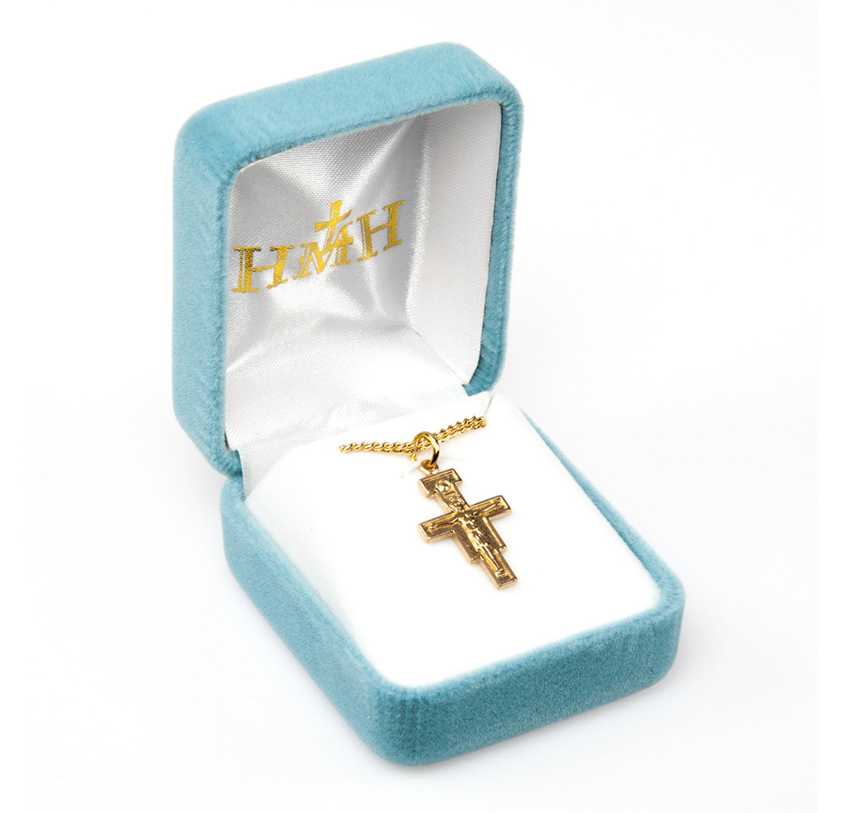 San Damiano Gold Over Sterling Silver Crucifix | 18" Chain