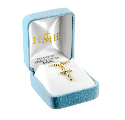 Gold Over Sterling Two Toned Tapered Crucifix