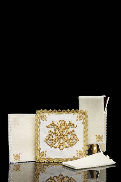 Gold Embroidered Linen Marian Altar Set