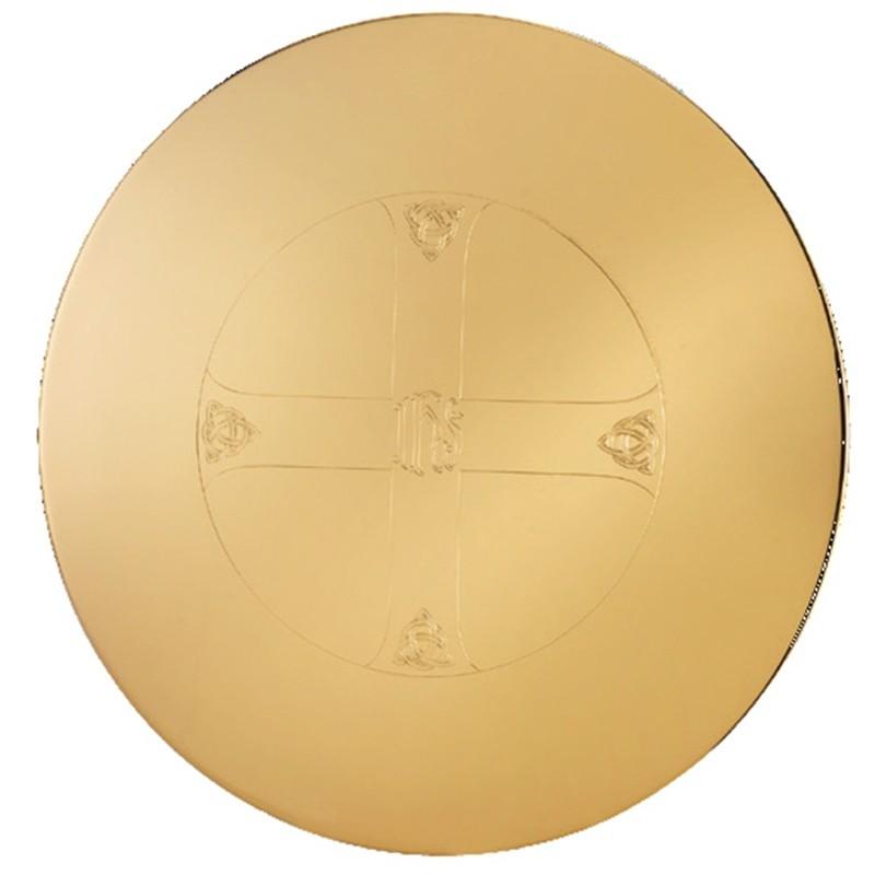 5-1/2" Engraved IHS Maltese Scale Paten | High Polish 24K Gold Plated