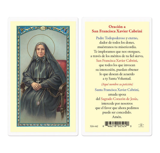 Oracion a San Francisca Xavier Cabrini Holy Card