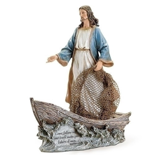 11" Jesus The Fisherman Figure w/ Engraved Scripture | Renaissance Collection | Resin