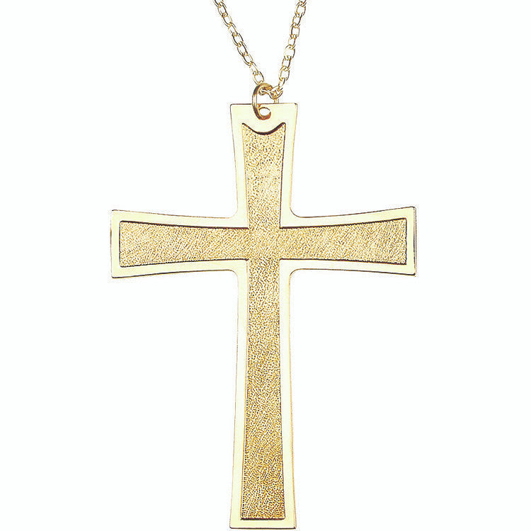 4 1/4" Gold Plated Pectoral Latin Cross | 28" Chain