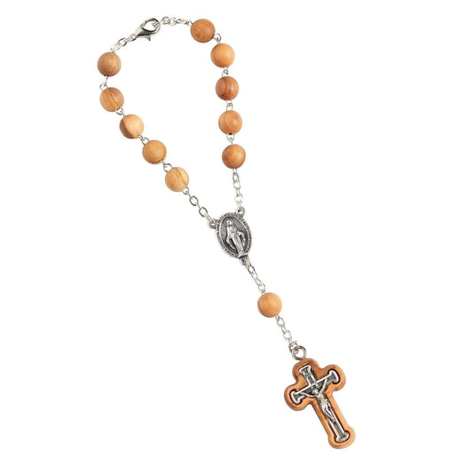 7" Olive Wood Miraculous Auto Rosary