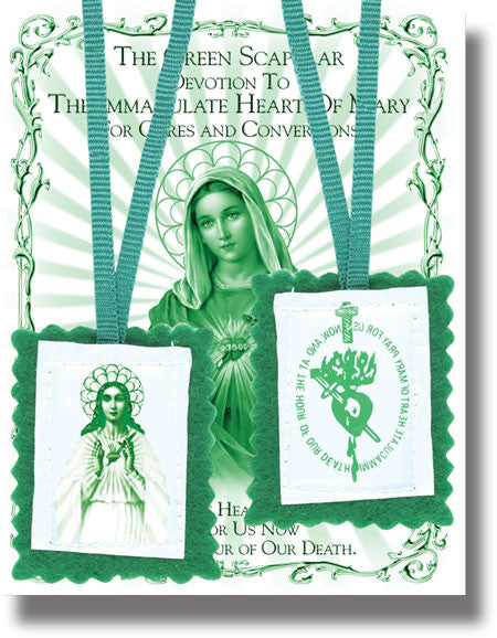 2" Green Scapular & Instrution Booklet