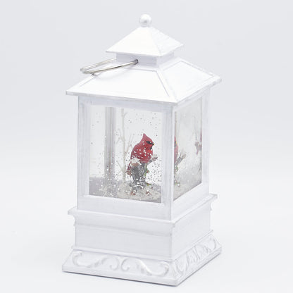 Confetti Lites Lighted Swirl White Lantern with Cardinal in Tree