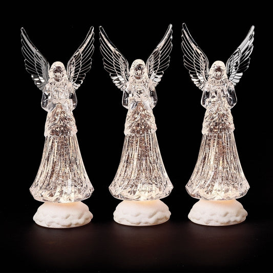 12” LED Swirl Angel with Metallic Wings | Assorted