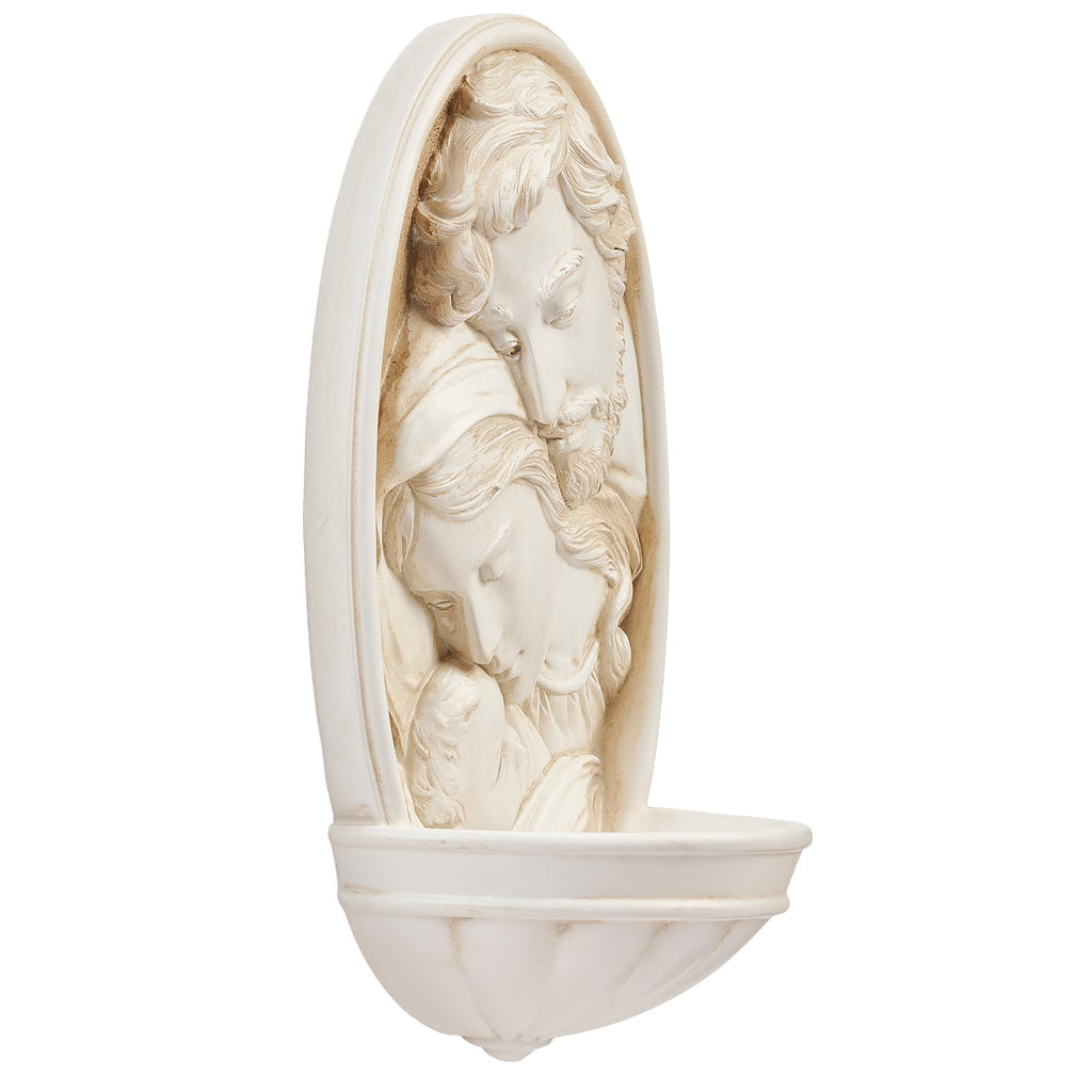 Joseph’s Studio White Stone Look Holy Family Water Font | Renaissance Collection