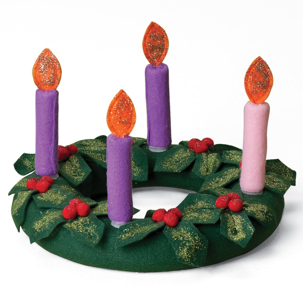 Reusable Fabric Advent Wreath with Hook & Loop Candles