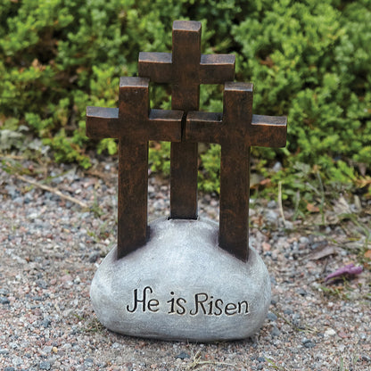 "He Is Risen" Three Crosses Tabletop Decor