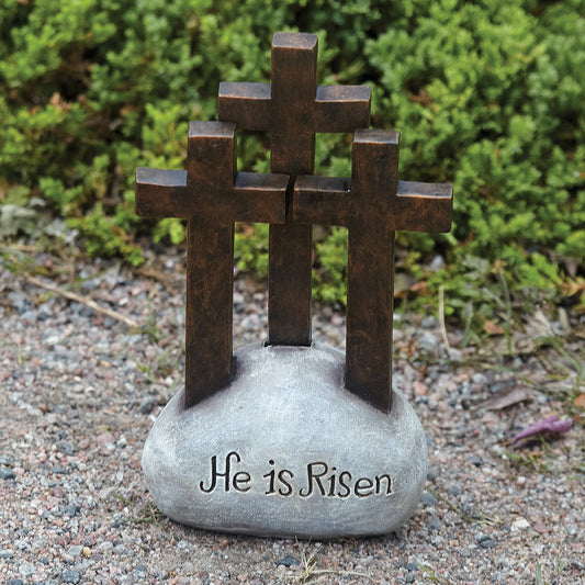 "He Is Risen" Three Crosses Tabletop Decor