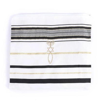 Gold & Black Prayer Shawl | 72” x 22” | Traditional Messianic with Tallit