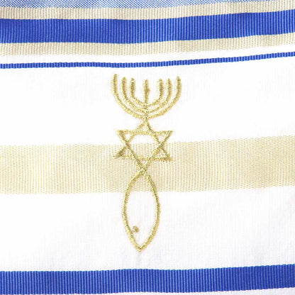 Royal Blue Prayer Shawl | 72” x 22” | Traditional Messianic with Tallit