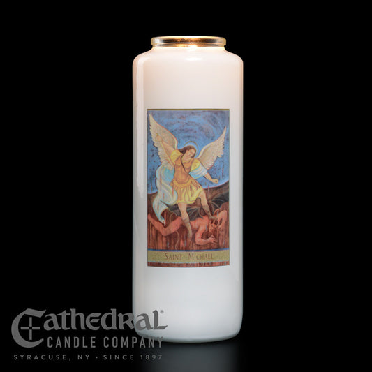 Single St. Michael 6-Day Glass Candles | One Candle