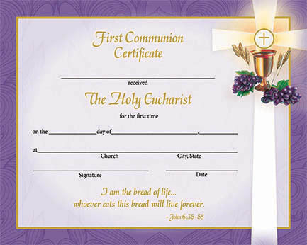 Inspirational First Communion Certificates | Box of 50