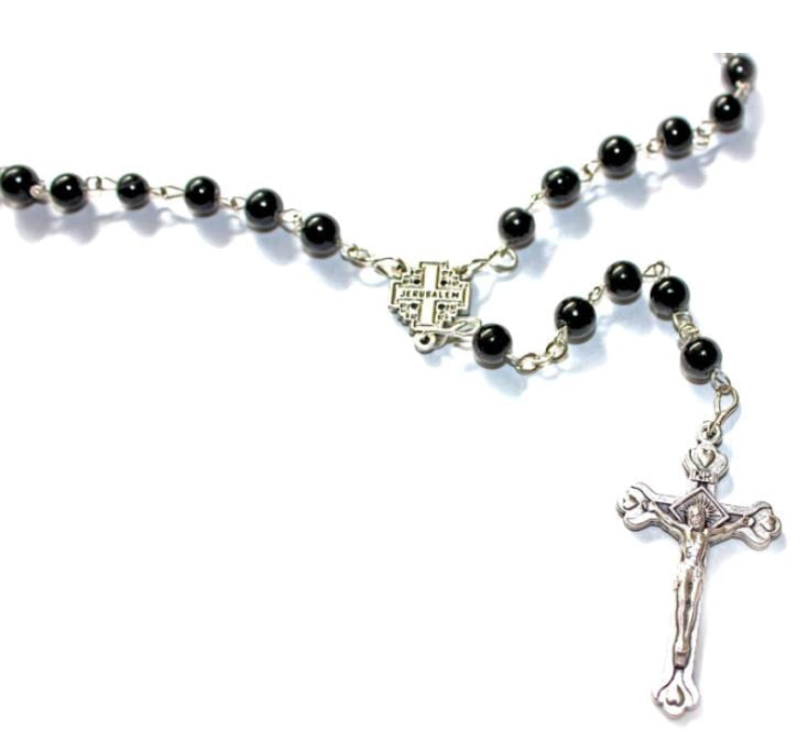 Black Onyx Jerusalem Rosary