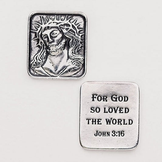 John 3:16 Face of Christ Pocket Token