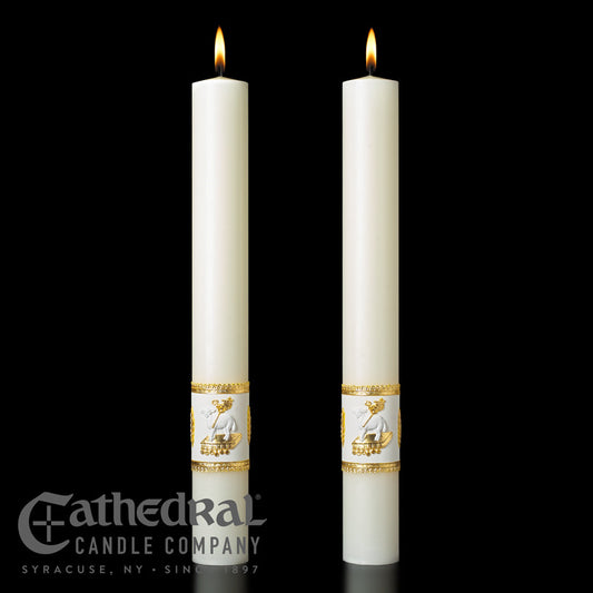 Ornamented Complementing Altar Candles | 51% Beeswax | All Sizes