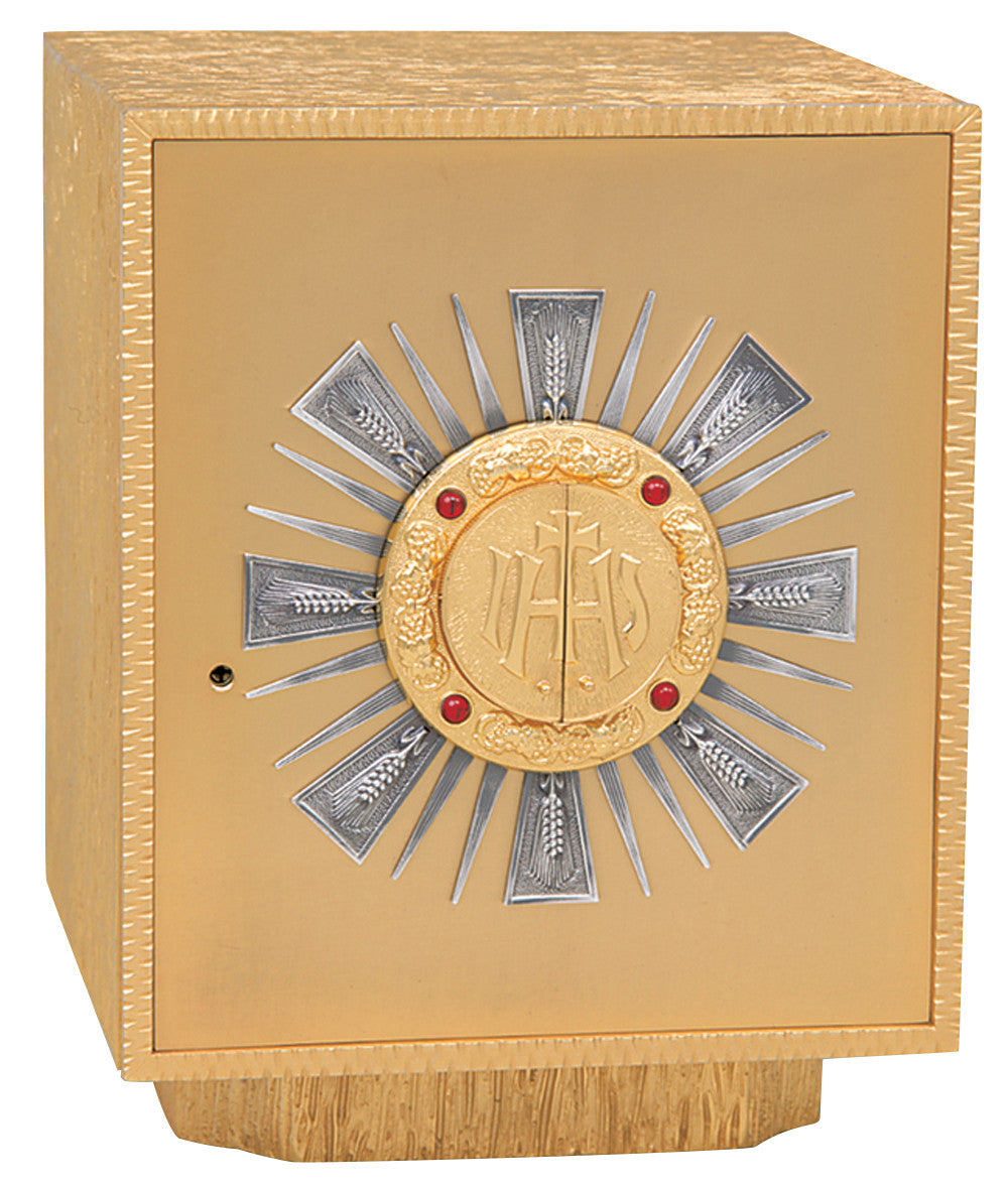 K659 Ruby Stone Altar Exposition Tabernacle | 24K Gold Plated
