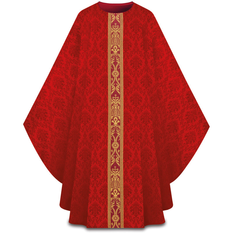 Gold Brocade Orphrey Gothic Chasuble | Plain Collar | All Colors