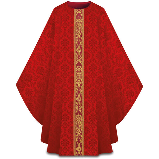 Gold Brocade Orphrey Gothic Chasuble | Plain Collar | All Colors