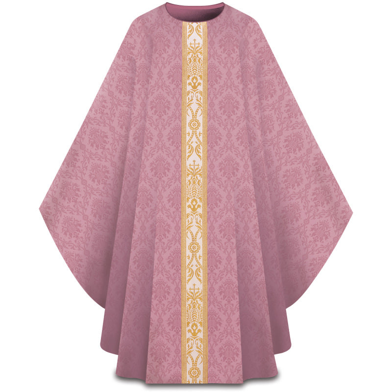 Gold Brocade Orphrey Gothic Chasuble | Plain Collar | All Colors