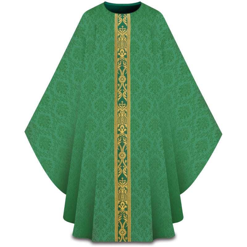 Gold Brocade Orphrey Gothic Chasuble | Plain Collar | All Colors