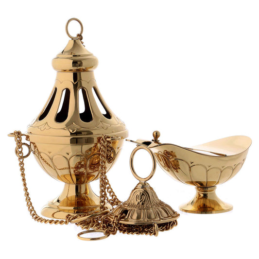 Baroque Brass Censer & Boat | Made in Spain
