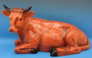 15" Seated Ox Indoor/Outdoor Nativity Figure | Industrial-Grade Plastic | Multiple Finishes Available