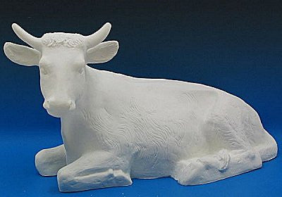 15" Seated Ox Indoor/Outdoor Nativity Figure | Industrial-Grade Plastic | Multiple Finishes Available