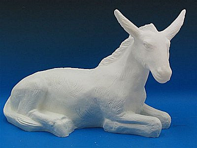 14" Seated Donkey Indoor/Outdoor Nativity Figure | Industrial-Grade Plastic | Multiple Finishes Available